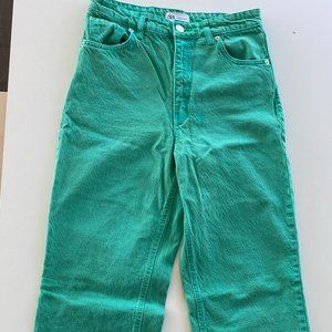 Zara wide leg jean in washed green